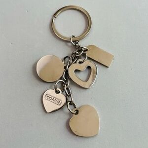 Coach Orange Heart Charm Keychain